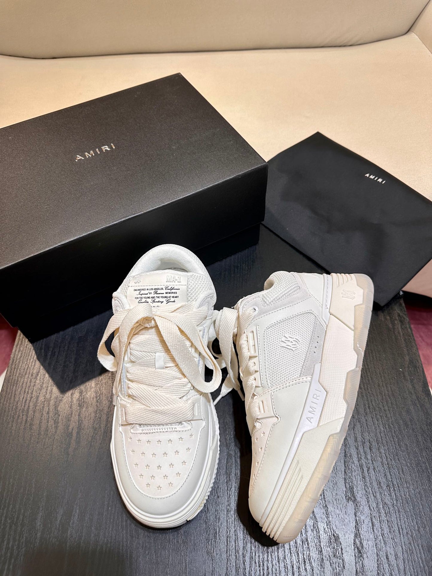 Men's Amiri Premium Leather Platform Mesh Shoes