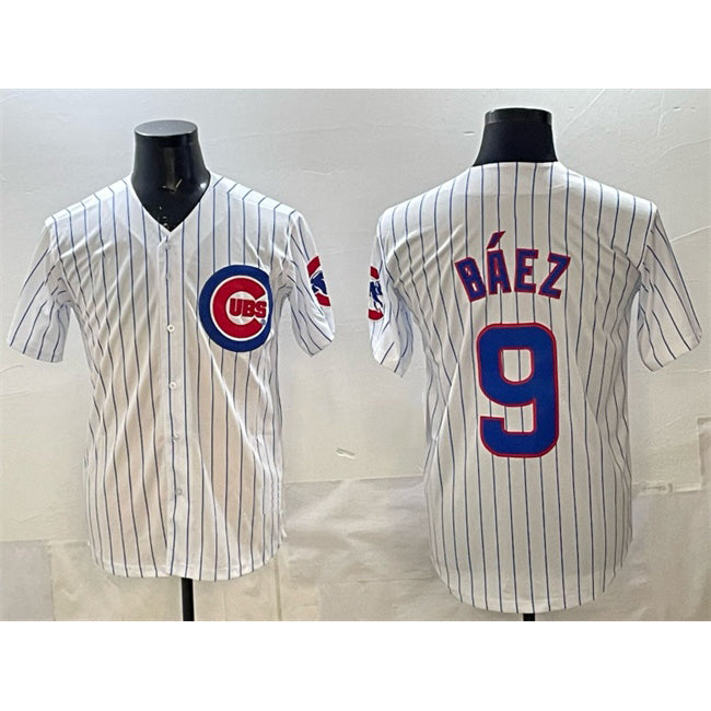 Chicago Cubs #9 Javier B¨¢ez White Fedasgoge Home Limited Stitched Jersey