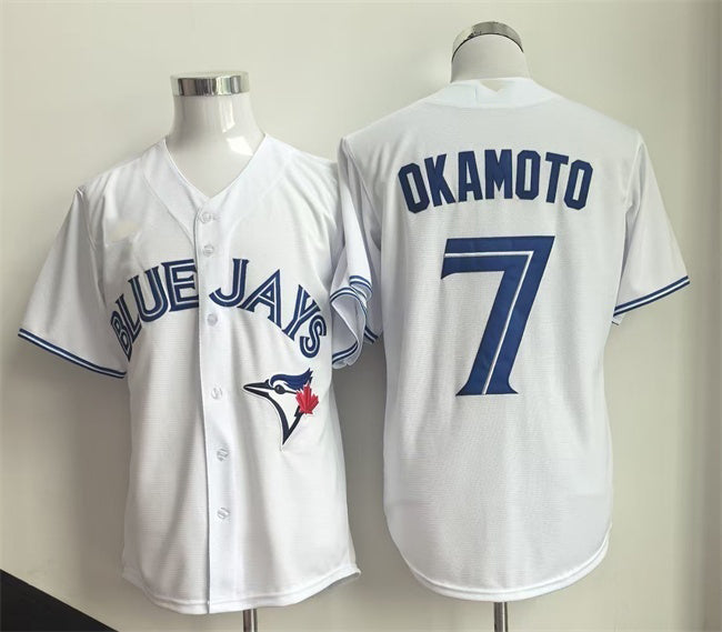 Toronto Blue Jays #7 Kazuma Okamoto White Fedasgoge Home Limited Stitched Jersey