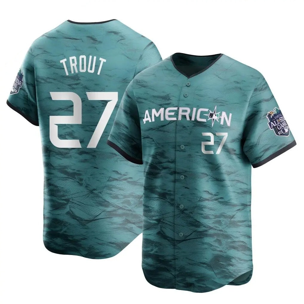 Los Angeles Angels #27 Mike Trout Player Teal Fedasgoge Limited American League Game Vapor Premier All-Star Stitched Jerseys