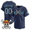 Custom Seattle Mariners x One Piece Navy Fedasgoge Vapor Premier Limited Jersey - Stitched