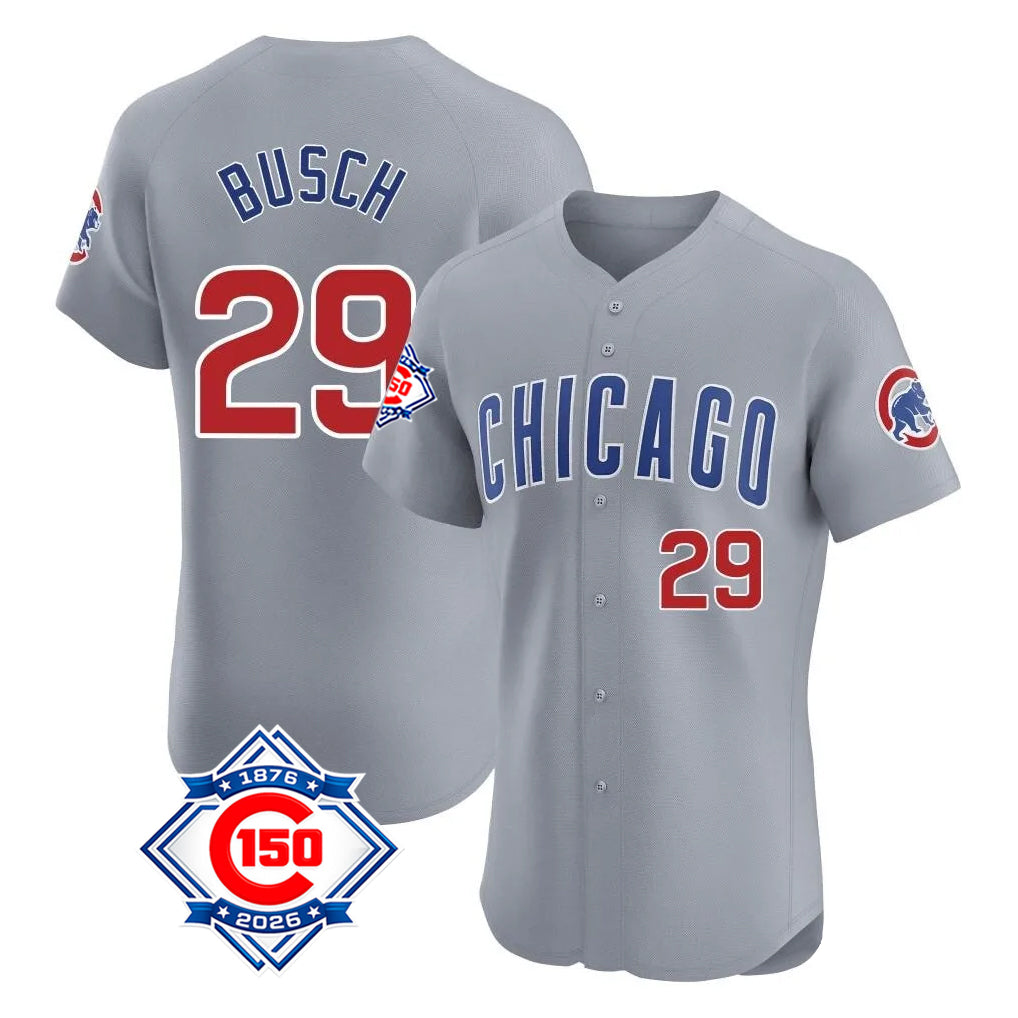 Chicago Cubs #29 Michael Busch Player Gray Fedasgoge Road 150th Anniversary Limited Elite Home Stitched Jerseys