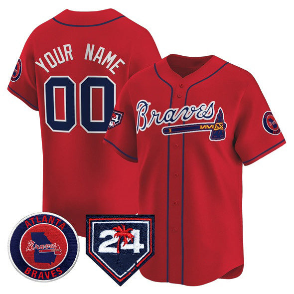 Custom Atlanta Braves Red Fedasgoge 2024 Spring Training Patch Limited Stitched Jersey