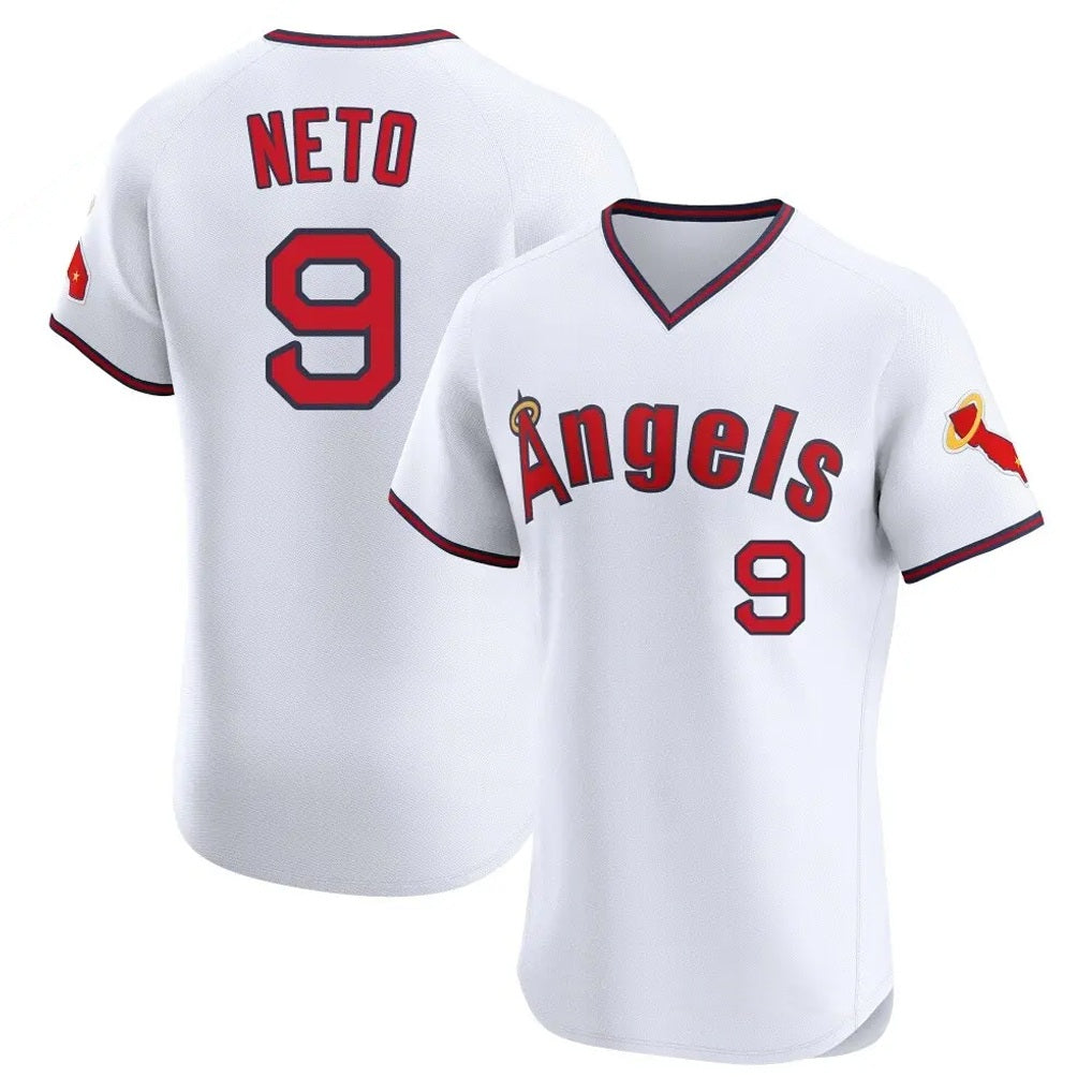 Los Angeles Angels #9 Zach Neto Player White Fedasgoge T-shirt Home Limited Elite Stitched Jerseys