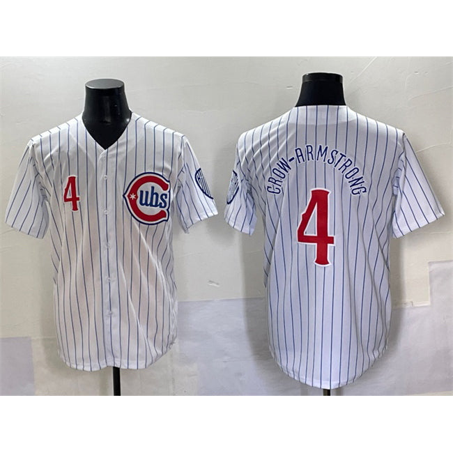 Chicago Cubs #4 Pete Crow-Armstrong White Fedasgoge Pinstripe 2nd Alternate Limited Stitched Jersey