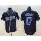 Los Angeles Dodgers #17 Shohei Ohtani Black Fedasgoge Fashion Cool Base Stitched Jersey