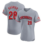 Cincinnati Reds #28 Eugenio Su¨¢rez Player Gray Fedasgoge Limited Elite Home Stitched Jerseys