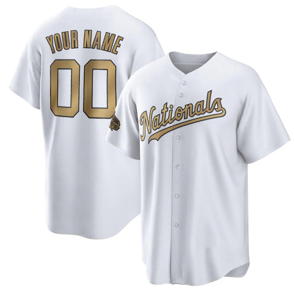 Custom Washington Nationals Active Player White Fedasgoge 2022 All-Star Cool Base Stitched Jersey