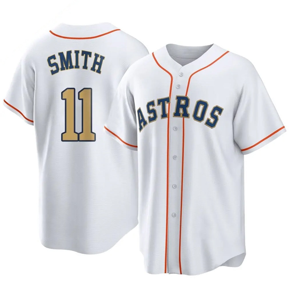 Houston Astros #11 Cam Smith Player Gold Fedasgoge Collection Game Home Stitched Jerseys