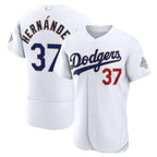 Los Angeles Dodgers #37 Teoscar Hern¨¢ndez White Fedasgoge 2026 Gold Collection Authentic Jersey
