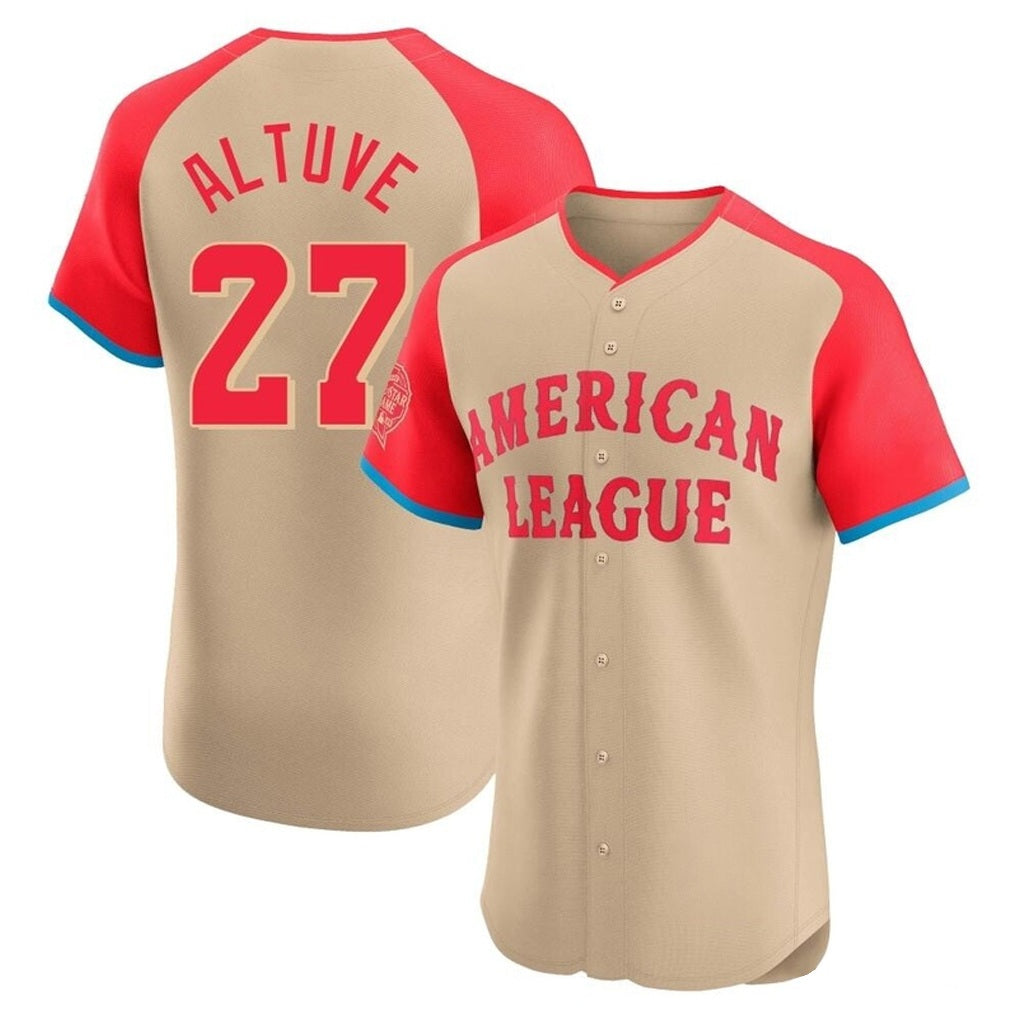 Houston Astros #27 Jose Altuve Player Cream Fedasgoge American League All-Star Limited Elite Home Stitched Jerseys