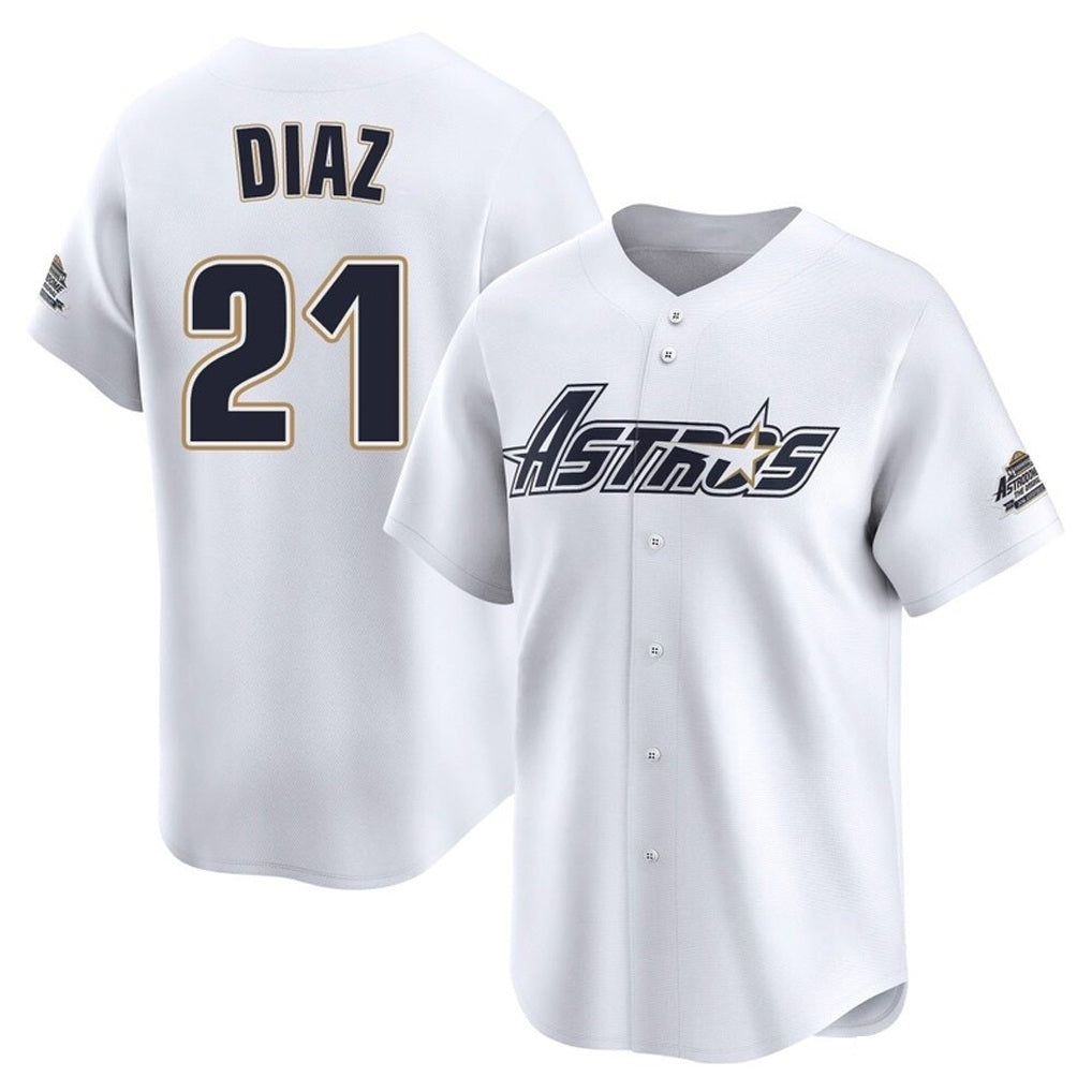 Houston Astros #21 Yainer Diaz Player White Fedasgoge Throwback Cooperstown Collection Limited Stitched Jerseys