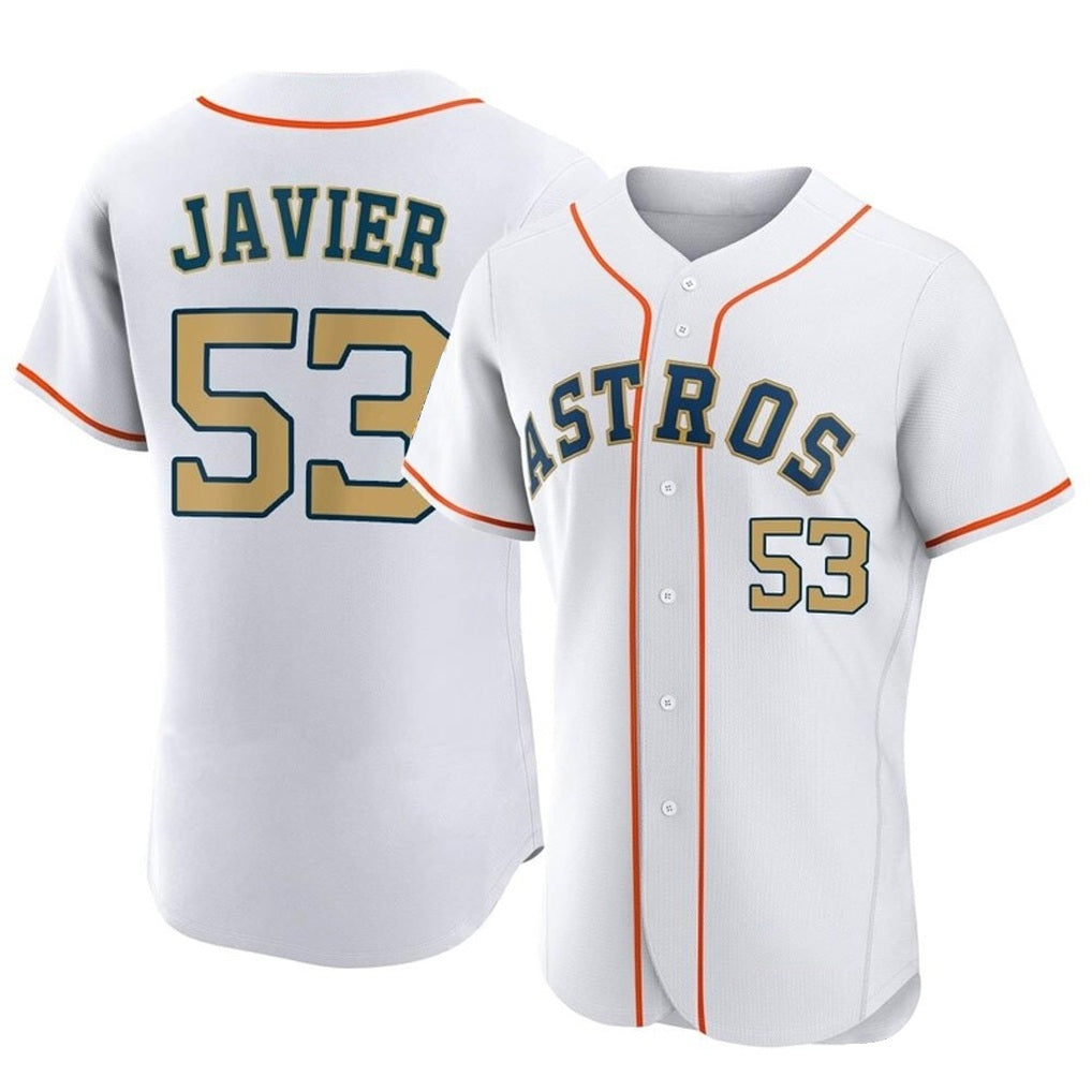 Houston Astros #53 Cristian Javier Player Gold Fedasgoge Collection Limited Elite Home Stitched Jerseys