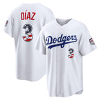 Los Angeles Dodgers #3 Edwin D¨ªaz USA 250 Fourth of July Home Stadium Jersey - White Fedasgoge