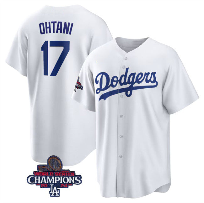 Los Angeles Dodgers #17 Shohei Ohtani White Fedasgoge 2024 World Series Champions Cool Base Stitched Jersey