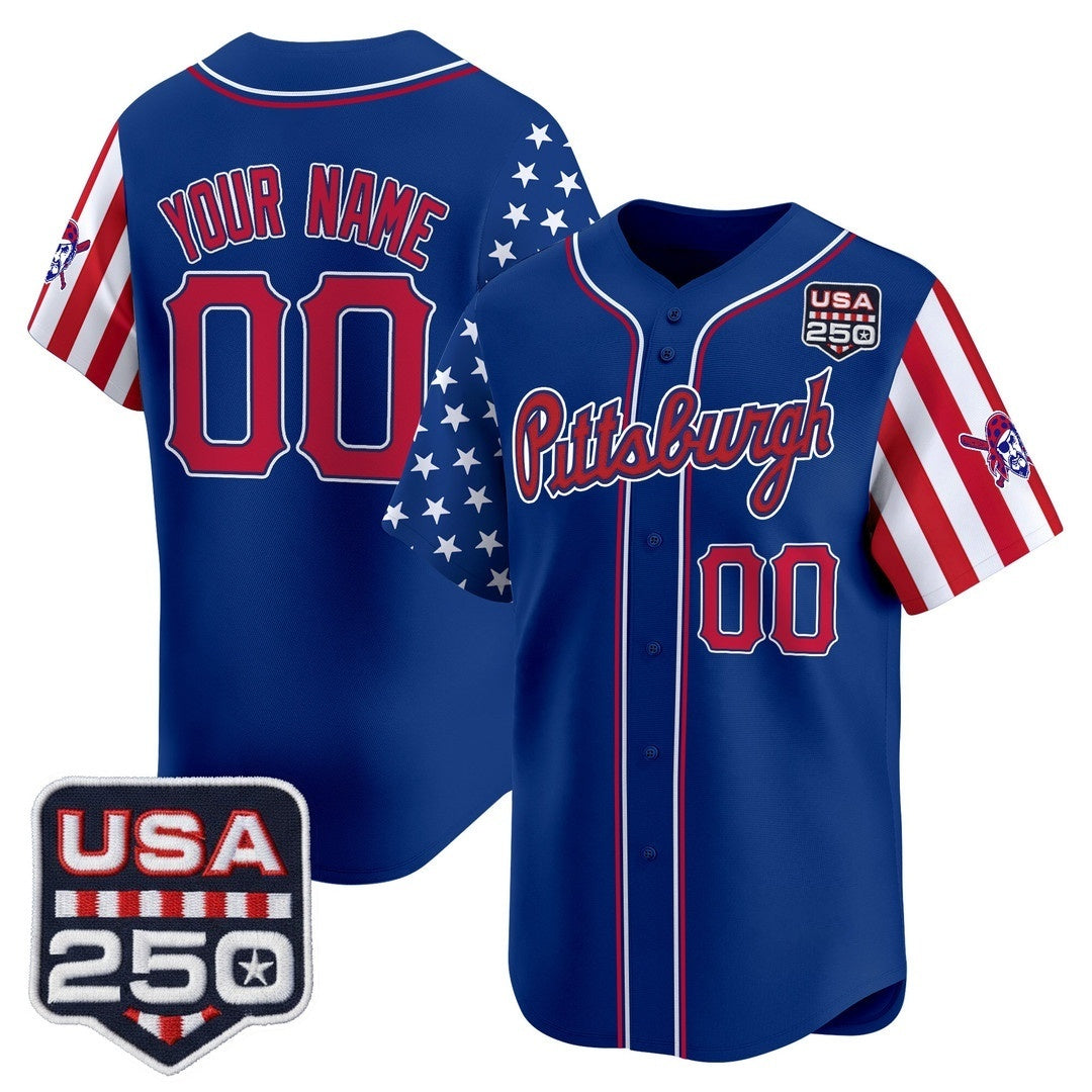 Custom Pittsburgh Pirates America 250 Edition Vapor Premier Limited Royal Fedasgoge Stitched Jerseys