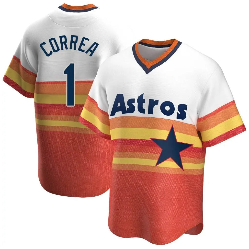 Houston Astros #1 Carlos Correa Player Rainbow Cooperstown Collection Fedasgoge T-shirt Stitched Jerseys