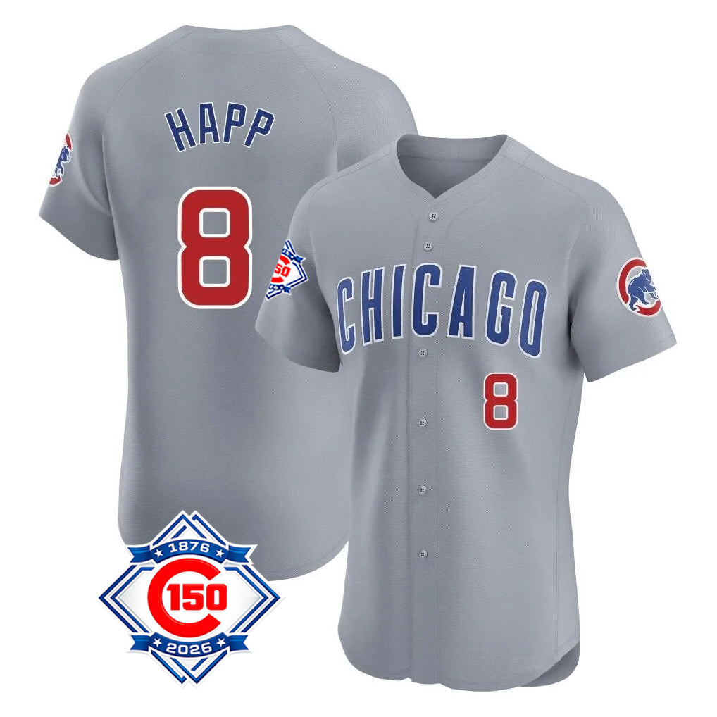 Chicago Cubs #8 Ian Happ Player Gray Fedasgoge Road 150th Anniversary Limited Elite Home Stitched Jerseys