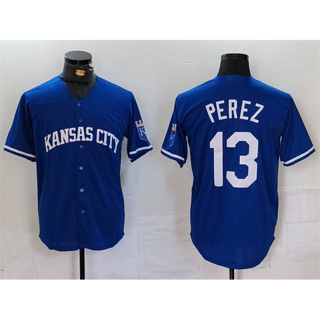 Kansas City Royals #13 Salvador Perez Royal Fedasgoge Cool Base Stitched Jersey