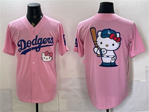 Los Angeles Dodgers Team Big Logo Pink Fedasgoge 2025 Hello Kitty Vapor Limited Stitched Jersey