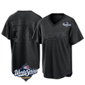 Los Angeles Dodgers #34 Fernando Valenzuela Player Black Fedasgoge World Series Pitch Fashion T-shirt Stitched Jerseys