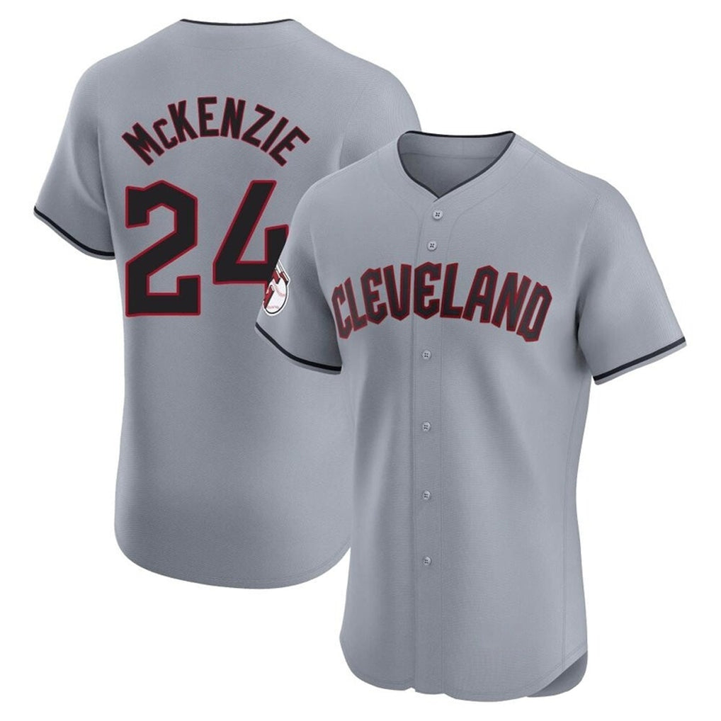 Cleveland Guardians #24 Triston McKenzie Player Gray Fedasgoge Road Limited Elite Home Stitched Jerseys