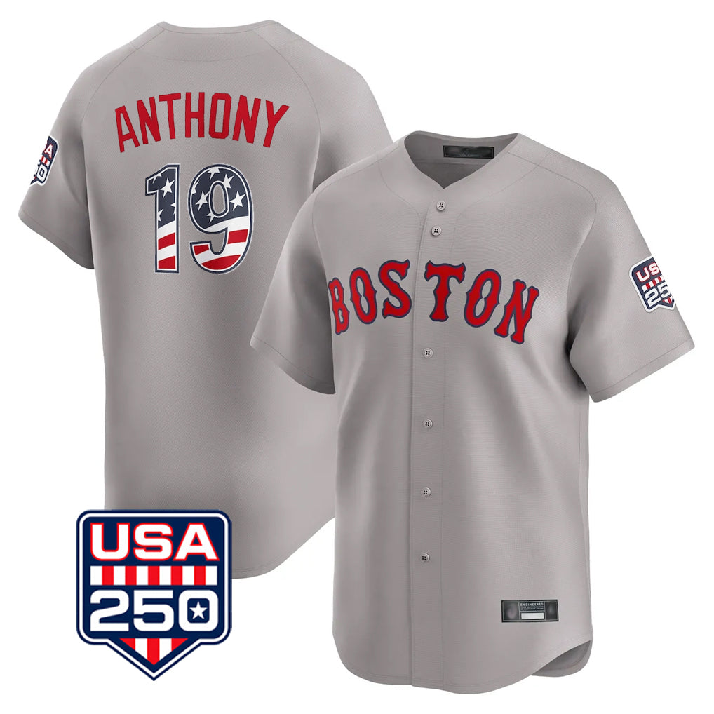 Boston Red Sox #19 Roman Anthony Player Gray Fedasgoge Road USA 250 Fourth of July Limited Home Game Stitched Jerseys