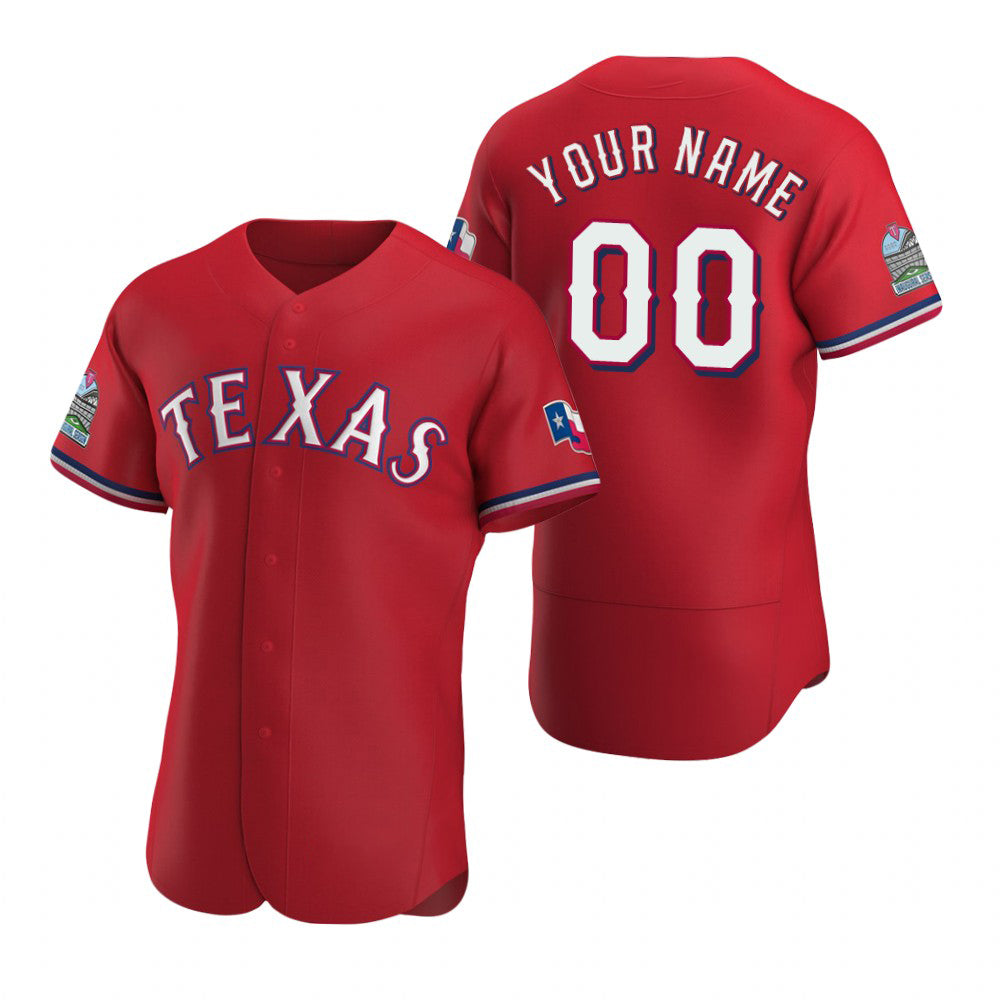 Custom Texas Rangers Scarlet Fedasgoge Stitched Flex Base Jersey