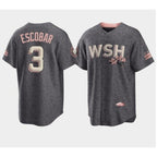 Washington Nationals #3 Alcides Escobar 2022 Grey Fedasgoge City Connect Cherry Blossom Cool Base Stitched Jersey