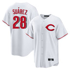 Cincinnati Reds #28 Eugenio Su¨¢rez Player White Fedasgoge Home Game Stitched Jerseys