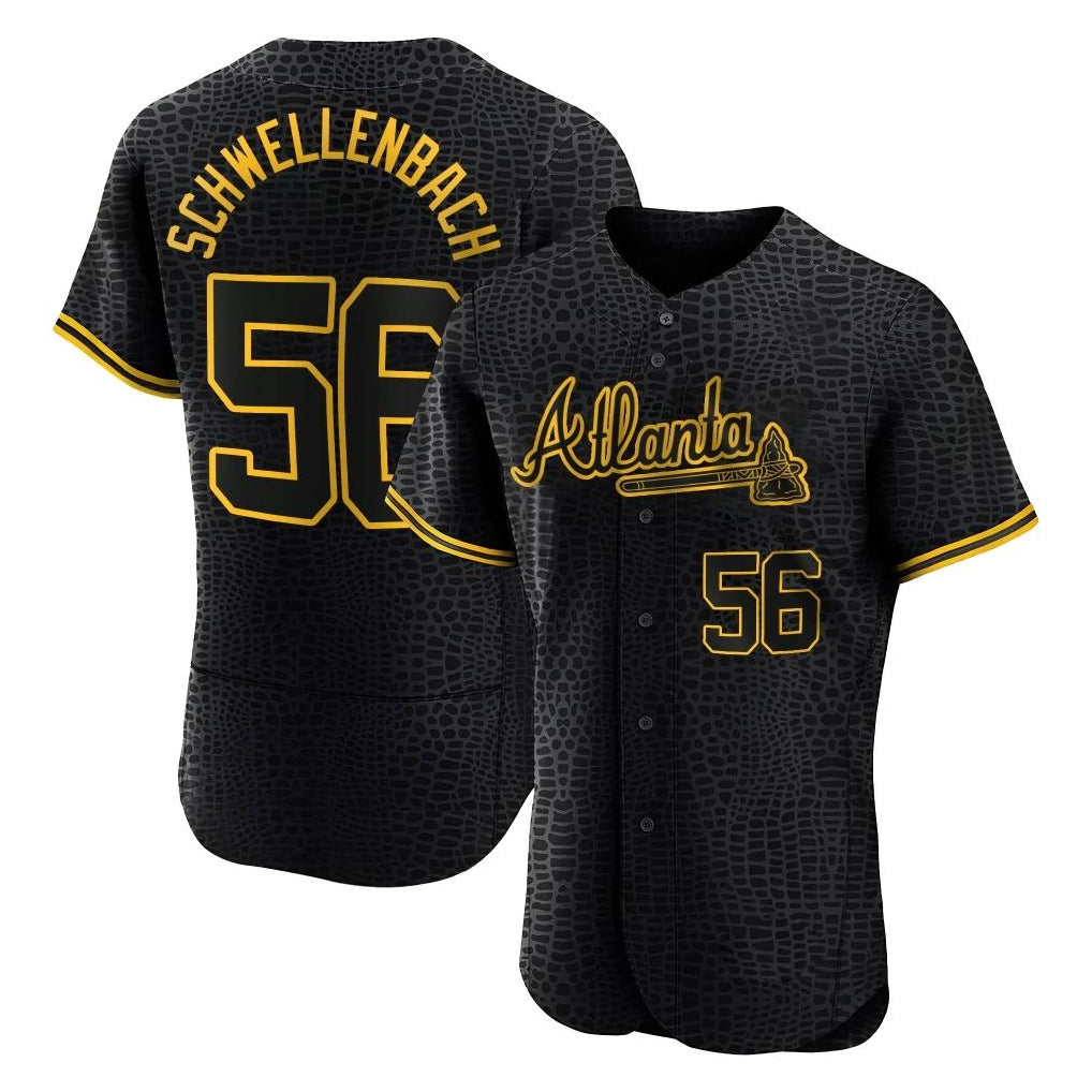 Atlanta Braves #56 Spencer Schwellenbach Player Black Fedasgoge Snake Skin City Limited Elite Home Game Stitched Jerseys