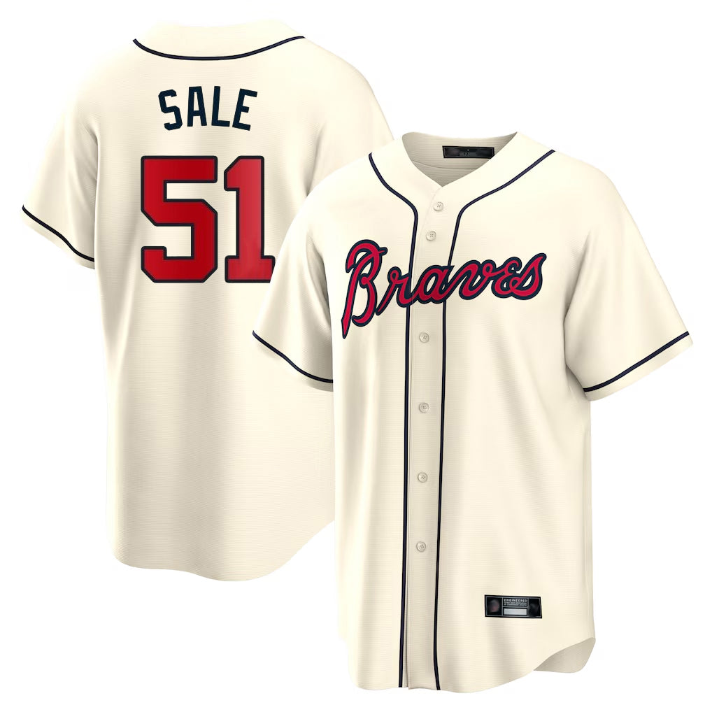 Atlanta Braves #51 Chris Sale Player Cream Fedasgoge Home Game Stitched Jerseys