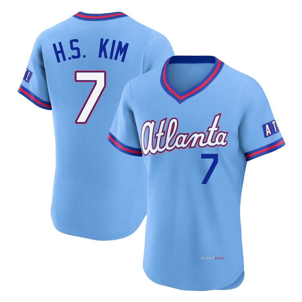 Atlanta Braves #7 Ha-Seong Kim Player Powder Blue Fedasgoge 2026 City Connect T-shirt Limited Elite Home Game Stitched Jerseys