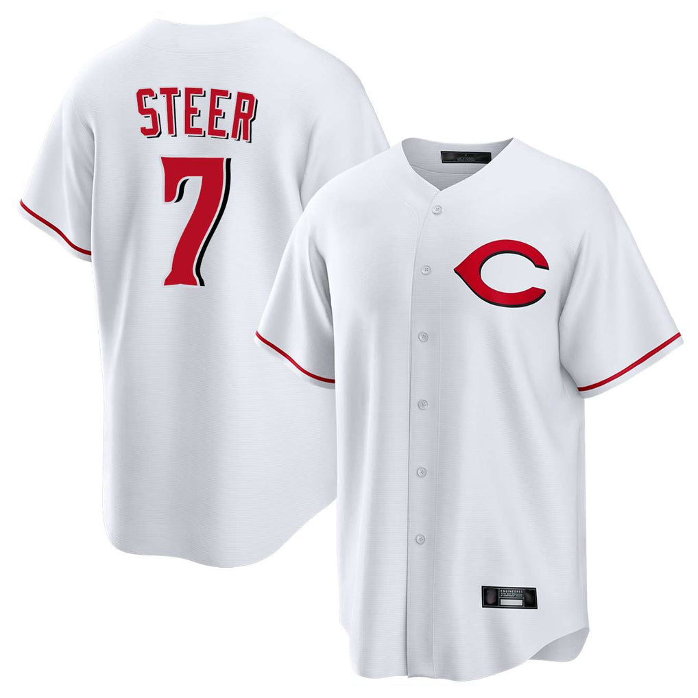 Cincinnati Reds #7 Spencer Steer Player White Fedasgoge Home Game Stitched Jerseys