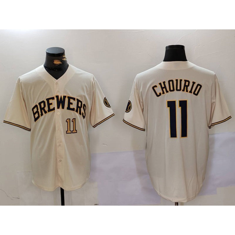 Milwaukee Brewers #11 Jackson Chourio Cream Fedasgoge Stitched Cool Base Jerseys