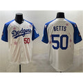 Los Angeles Dodgers #50 Mookie Betts White Royal Fedasgoge 2025 Tokyo Series Limited Stitched Jersey
