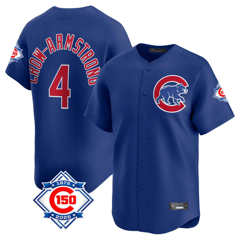 Chicago Cubs #4 Pete Crow-Armstrong Player Royal Fedasgoge 150th Anniversary Limited Home Stitched Jerseys