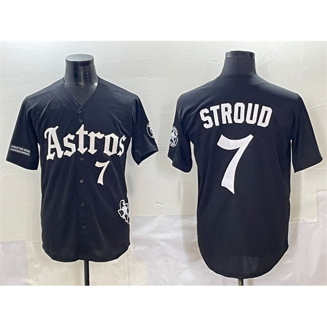 Houston Astros #7 C.J. Stroud Black Fedasgoge Gothic 'Houston Born Barrio Raised' Limited Stitched Jersey