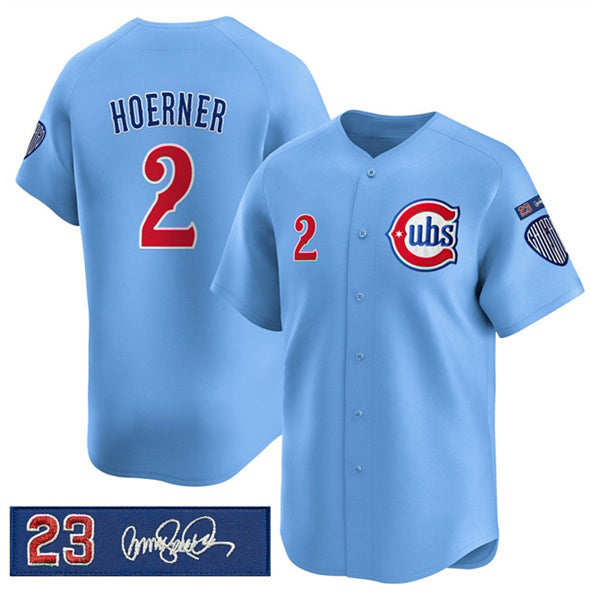Chicago Cubs #2 Nico Hoerner Blue Fedasgoge 'Ryne Sandberg Tribute' Vapor Limited V3 Stitched Jersey