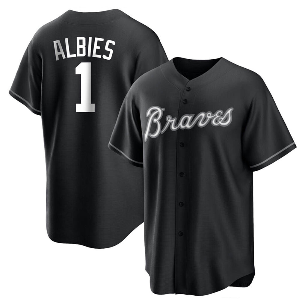 Atlanta Braves #1 Ozzie Albies Player Black Fedasgoge Home Game Stitched Jerseys