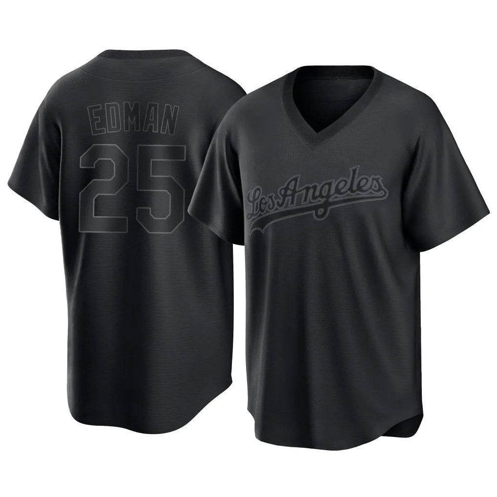 Los Angeles Dodgers #25 Tommy Edman Player Black Fedasgoge Pitch Fashion T-shirt Stitched Jerseys