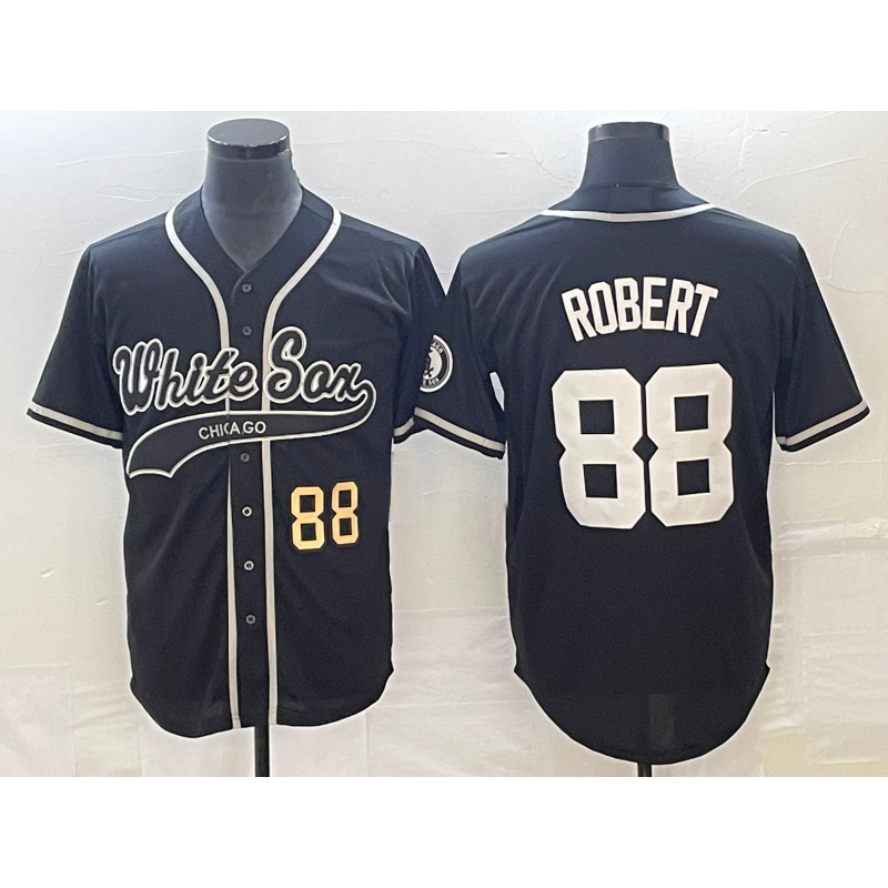 Chicago White Sox #88 Luis Robert Number Black Fedasgoge Cool Base Stitched Jersey