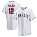 Los Angeles Angels #12 Jorge Soler White Fedasgoge Home Replica Jersey