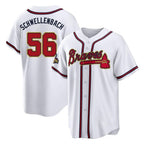 Atlanta Braves #56 Spencer Schwellenbach Player White Gold Fedasgoge Home Game Stitched Jerseys