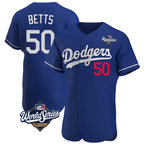 Los Angeles Dodgers #50 Mookie Betts Player Royal Fedasgoge World Series Limited Elite Home Stitched Jerseys