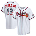 Atlanta Braves #13 Ronald Acu?a Jr. USA 250 Fourth of July Home Stadium Jersey - White Fedasgoge