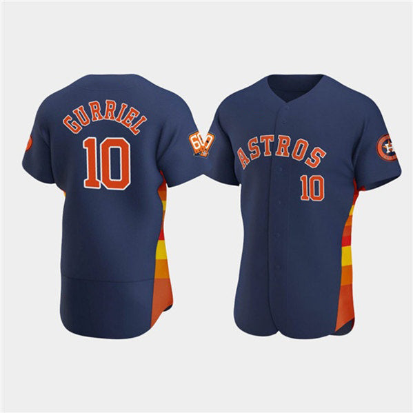 Houston Astros #10 Yuli Gurriel Navy Fedasgoge 60th Anniversary Flex Base Stitched Jersey