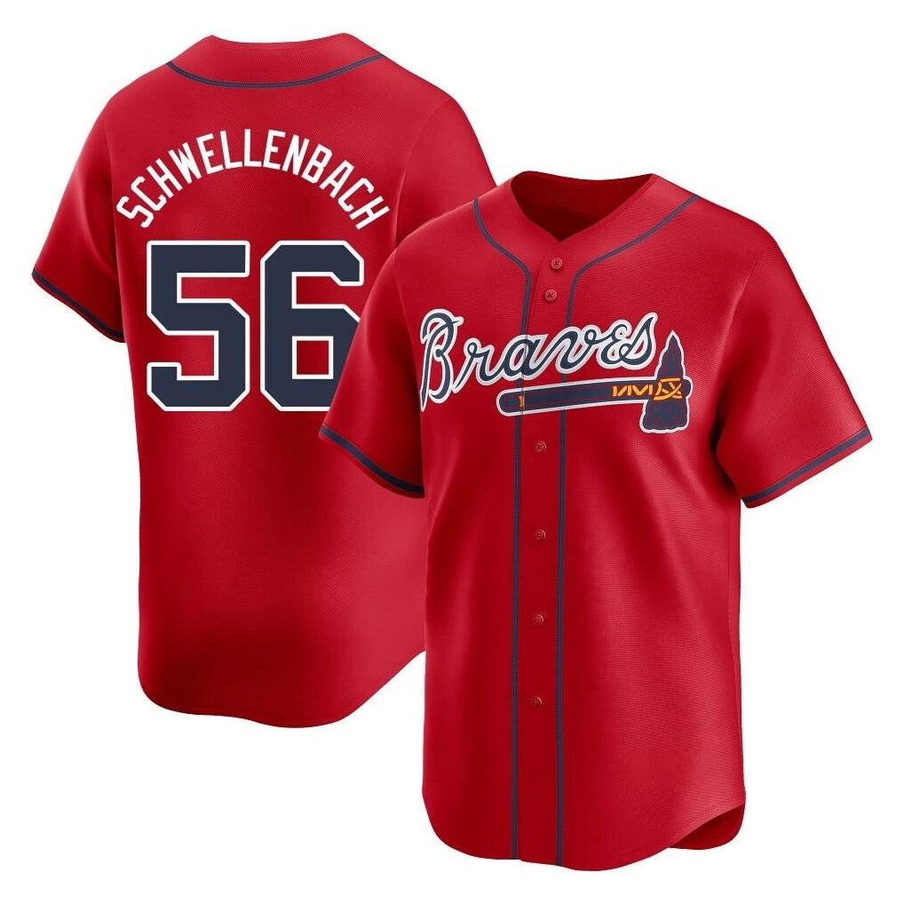 Atlanta Braves #56 Spencer Schwellenbach Player Red Fedasgoge Limited Home Game Stitched Jerseys