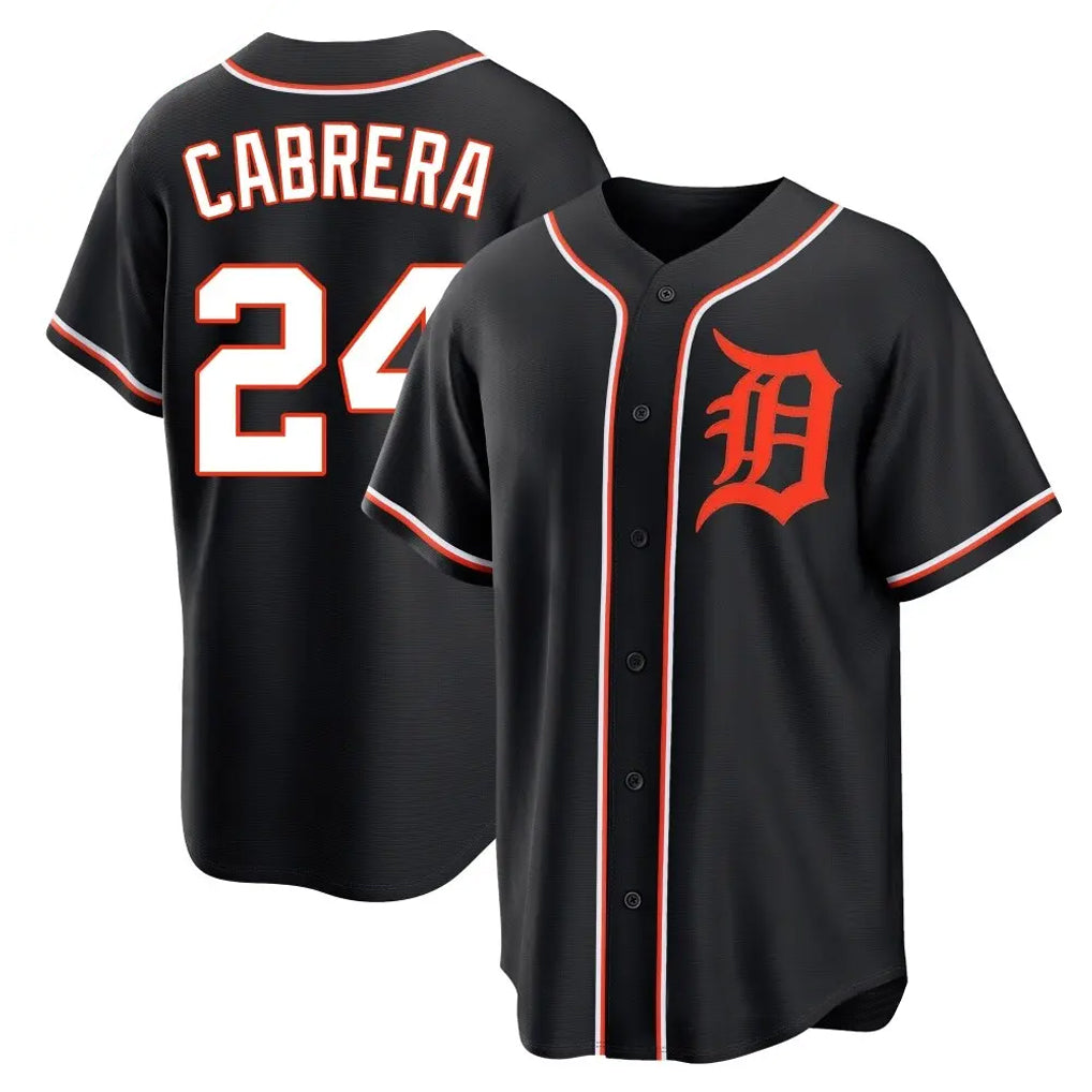 Detroit Tigers #24 Miguel Cabrera Player Black Fedasgoge Fashion Out Home Game Stitched Jerseys