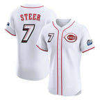 Cincinnati Reds #7 Spencer Steer Player White Fedasgoge Speedway Classic Limited Elite Home Stitched Jerseys